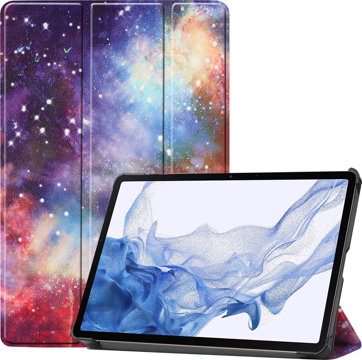 Hoes Geschikt voor Samsung Galaxy Tab S8 Ultra Hoes Book Case Hoesje Trifold Cover - Hoesje Geschikt voor Samsung Tab S8 Ultra Hoesje Bookcase - Galaxy