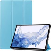Hoes Geschikt voor Samsung Galaxy Tab S8 Hoes Book Case Hoesje Trifold Cover - Hoesje Geschikt voor Samsung Tab S8 Hoesje Bookcase - Lichtblauw