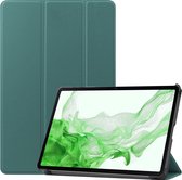Hoesje Geschikt voor Samsung Galaxy Tab S8 Hoes Case Tablet Hoesje Tri-fold - Hoes Geschikt voor Samsung Tab S8 Hoesje Hard Cover Bookcase Hoes - Donkergroen