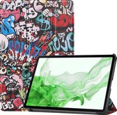 Hoesje Geschikt voor Samsung Galaxy Tab S8 Hoes Case Tablet Hoesje Tri-fold - Hoes Geschikt voor Samsung Tab S8 Hoesje Hard Cover Bookcase Hoes - Graffity.