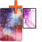 Hoes Geschikt voor Samsung Galaxy Tab S8 Ultra Hoes Tri-fold Tablet Hoesje Case Met Screenprotector - Hoesje Geschikt voor Samsung Tab S8 Ultra Hoesje Hardcover Bookcase - Galaxy