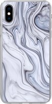 Coque pour iPhone Xs - Imprimé marbré - Wit - Zwart - Coque en Siliconen téléphone -