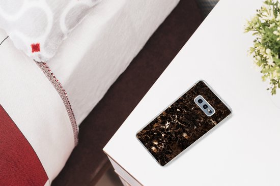 Coque Samsung Galaxy S10e - Marbre - Zwart - Or - Siliconen