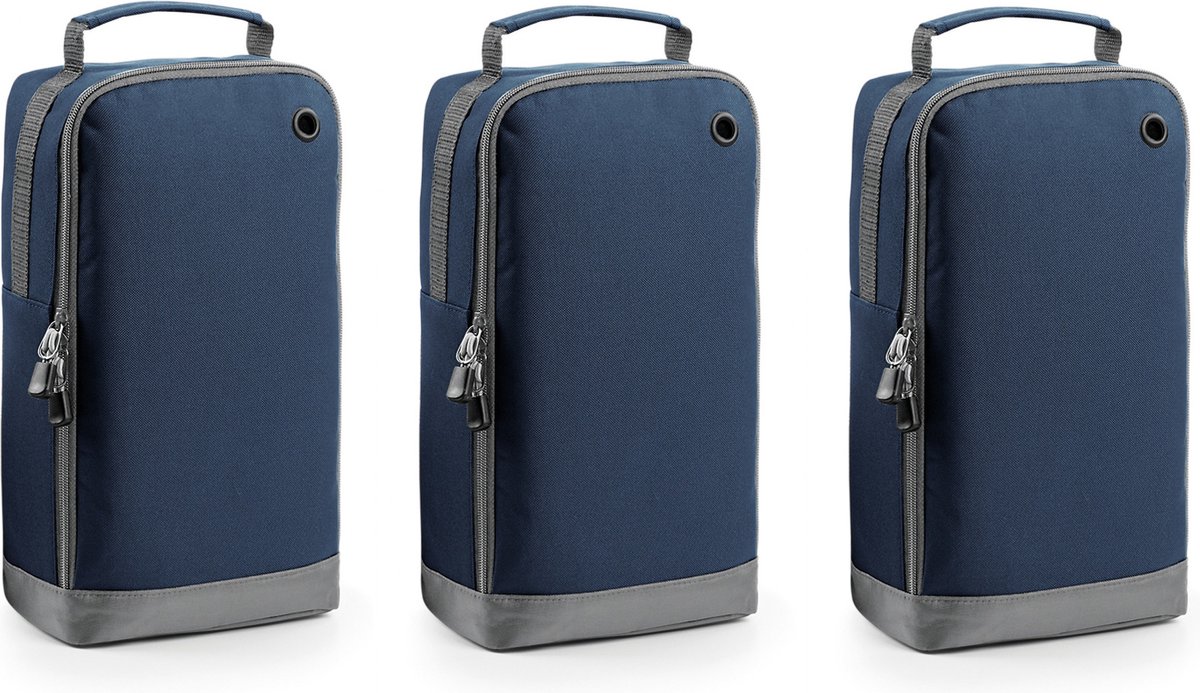 Bagbase schoenentas 8 liter - 3x stuks - donkerblauw - 35 x 19 x 12 cm - Reis opbergtas voor een paar schoenen