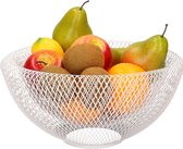 Metalen fruitmand/fruitschaal wit rond 31 x 15 cm - Fruitschalen/fruitmanden - Dubbele wand