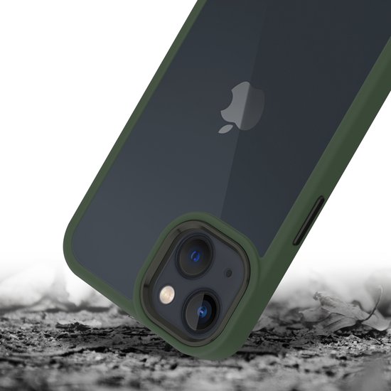 IYUPP Hoesje Geschikt voor iPhone 13 Hoesje - Shockproof Back Cover - Groen Transparant