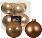 16x stuks kerstballen toffee bruin van glas 10 cm - mat/glans - Kerstversiering/boomversiering
