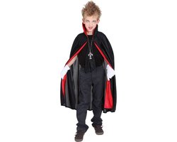 Dracula carnaval/Halloween cape - voor kinderen - vampier verkleed accessoire - zwart 128/140