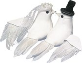 Pakket van 12x stuks witte duiven decoratie bruidspaar 8 cm - Bruiloft feestartikelen tafel versieringen