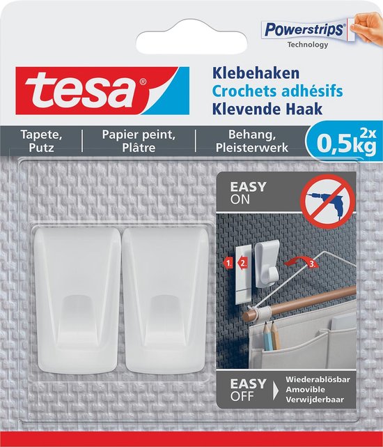 tesa® Klevende Haak voor behang en pleisterwerk 0,5 kg