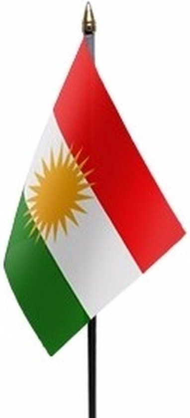 Drapeau de table Kurdistan 10 x 15 cm avec standard