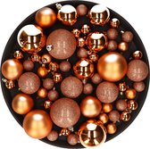Set de Décorations de Noël mix mat/brillant/pailleté mix Boules de Noël en cuivre 6 - 8 - 10 cm paquet - 62x pièces