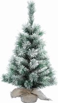 Mini kerstboom met sneeuw 75 cm in jute zak - Mini kerstbomen