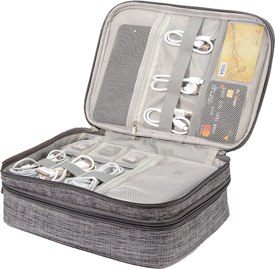 XSPLASH Kabel Organizer Bag | Travel Bag | Elektronische Accessoires Draagtas | Opbergtas | GRIJS
