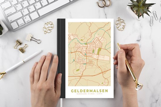 Carnet de notes - Livre d'écriture - Carte - Geldermalsen - Vintage - Carte - Plan de la ville - Carnet - Taille A5 - Bloc-notes