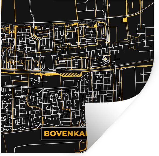 Stickers Stickers muraux - Carte - Or - Bovenkarspel - Carte - Plan de la ville - 80x80 cm - Feuille adhésive