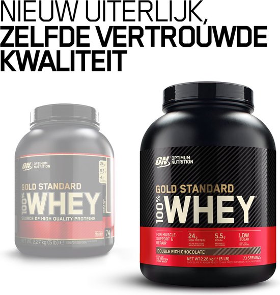 Optimum Nutrition Gold Standard 100% Whey Protein - Double Rich Chocolate - Proteine Poeder - Eiwitshake - 2270 gram (71 servings) van Merkloos — afbeelding 4