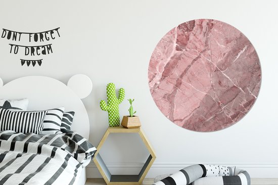 Wall Circle - Wall Circle Indoor - Rose - Wit - Granit - Pierres - ⌀ 150 cm - Décoration murale - Peintures Ronds