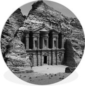 WallCircle - Wandcirkel ⌀ 30 - Jordanië - Petra - Zwart - Wit - Ronde schilderijen woonkamer - Wandbord rond - Muurdecoratie cirkel - Kamer decoratie binnen - Wanddecoratie muurcirkel - Woonaccessoires