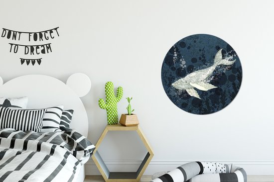 WallCircle - Wandcirkel ⌀ 60 - Illustratie van een walvis in het water - Ronde schilderijen woonkamer - Wandbord rond - Muurdecoratie cirkel - Kamer decoratie binnen - Wanddecoratie muurcirkel - Woonaccessoires