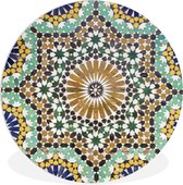 WallCircle - Wandcirkel ⌀ 30 - Een close up van een Marokkaanse mozaïek - Ronde schilderijen woonkamer - Wandbord rond - Muurdecoratie cirkel - Kamer decoratie binnen - Wanddecoratie muurcirkel - Woonaccessoires