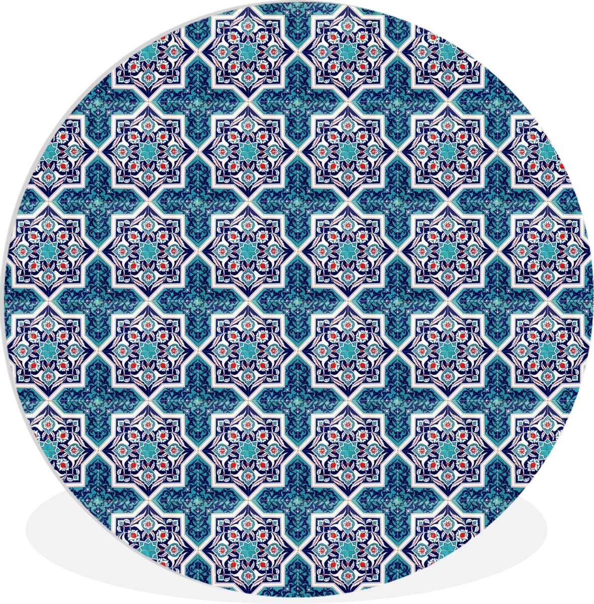 WallCircle - Wandcirkel ? 90 - Een Marokkaanse Mozaïek tegelpatroon waar de kleur blauw vo