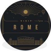 WallCircle - Wandcirkel ⌀ 120 - Stadsaanzicht Rome - zwart - Ronde schilderijen woonkamer - Wandbord rond - Muurdecoratie cirkel - Kamer decoratie binnen - Wanddecoratie muurcirkel - Woonaccessoires XXL