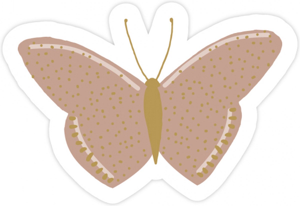 HOP - Stickers - Butterfly Gold Warm Pink - 5,5x3,8 cm - 12 stickers