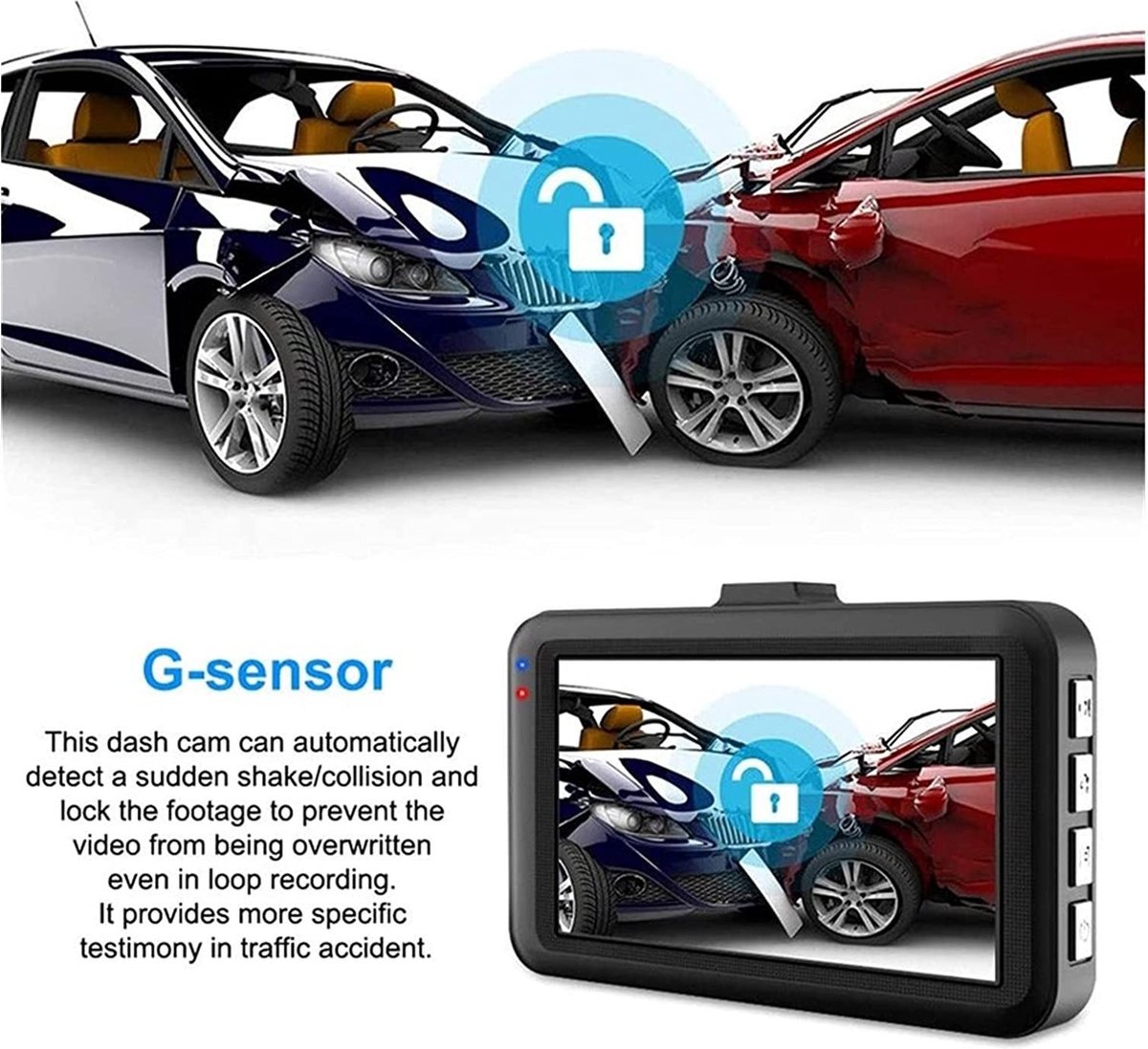 DrPhone DC11 Auto Dashcam Voor en Achter – Full HD 1080P - Nachtzicht – Bewegingsdetectie - 170 ° GROOTHOEK LENS - Zwart – foto 7