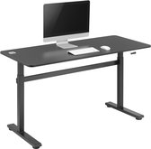 Ergo Office - Bureau assis-debout 140x60cm Bureau réglable en hauteur manuellement jusqu'à 117cm | Table ergonomique Chargeable jusqu'à 40kg Zwart