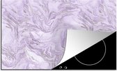 KitchenYeah® Inductie beschermer 80.2x52.2 cm - Marmer print - Zilver - Luxe - Patroon - Kookplaataccessoires - Afdekplaat voor kookplaat - Inductiebeschermer - Inductiemat - Inductieplaat mat