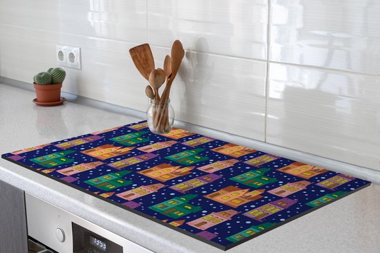 KitchenYeah® Inductie beschermer 91.6x52.7 cm - Winter - Patroon - Huis - Kookplaataccessoires - Afdekplaat voor kookplaat - Inductiebeschermer - Inductiemat - Inductieplaat mat