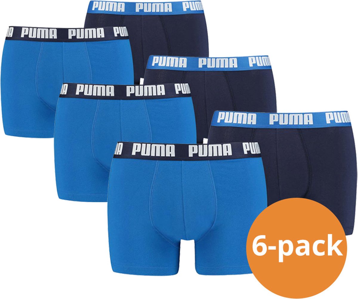 Puma Basic Heren Boxer 6-pack - Blauw/Donkerblauw - Maat L