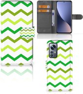 Telefoonhoesje Xiaomi 12 | 12X Flip Case Zigzag Groen