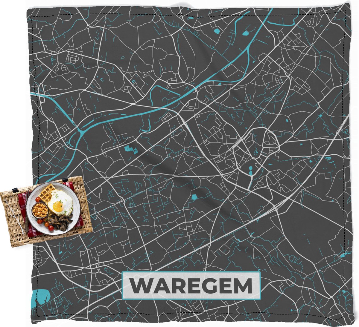 Picknickkleed - Buitenkleed - Stadskaart – Grijs - Kaart – Waregem ...