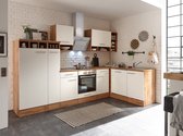 Hoekkeuken 310  cm - complete keuken met apparatuur Hilde  - Wild eiken/Wit   - keramische kookplaat - vaatwasser - afzuigkap - oven    - spoelbak