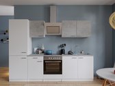 Goedkope keuken 270  cm - complete keuken met apparatuur Malia  - Wit/Beton - soft close - keramische kookplaat    - afzuigkap - oven    - spoelbak