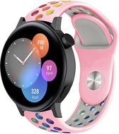 Strap-it Siliconen sport bandje - geschikt voor Huawei Watch GT 2 42mm / GT 3 42mm / GT 3 Pro 43mm - roze/kleurrijk