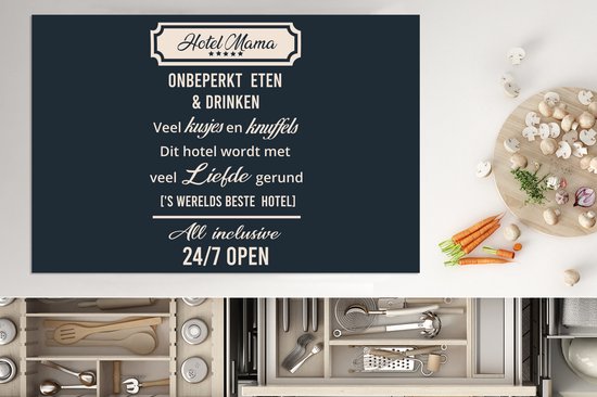 KitchenYeah® Inductie beschermer 81x52 cm - Hotel mama - Spreuken - Quotes - Mama - Kookplaataccessoires - Afdekplaat voor kookplaat - Inductiebeschermer - Inductiemat - Inductieplaat mat
