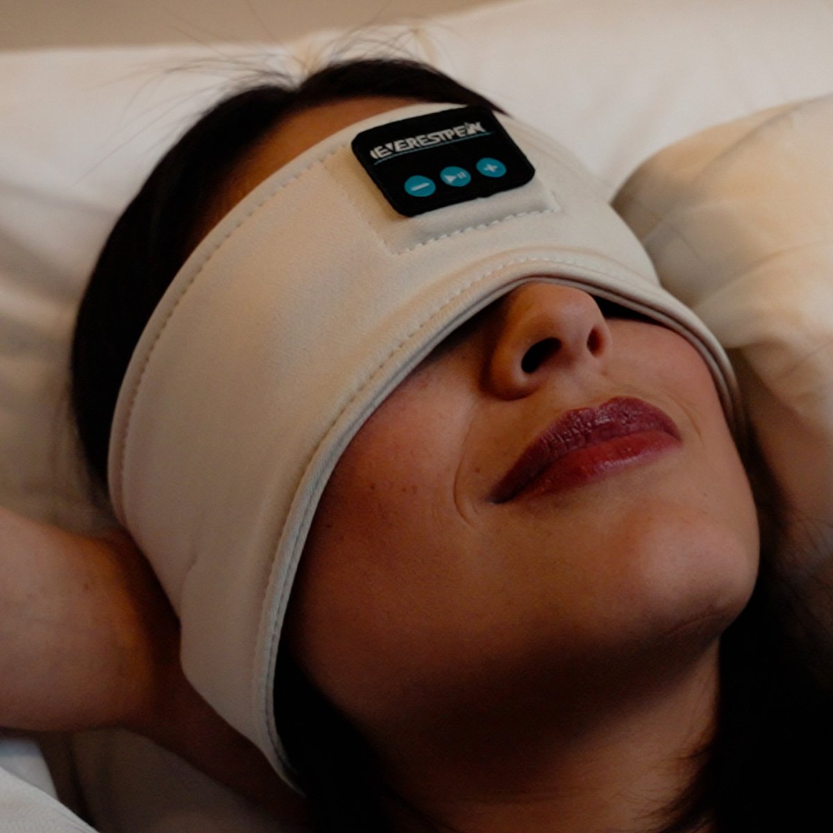 EverestPeak® Bluetooth Slaapmasker - Slaaptrainer - Met 3 in 1 Koptelefoon - Verstelbaar - 25x10CM - Beige — afbeelding 12