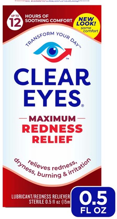 Clear Eyes Maximum Redness Relief XL - Oogdruppels Tegen Hooikoorts, Rode Ogen, Geïrriteerde Ogen, Droge Ogen & Brandende Ogen! (15ML) - Clear Eyes