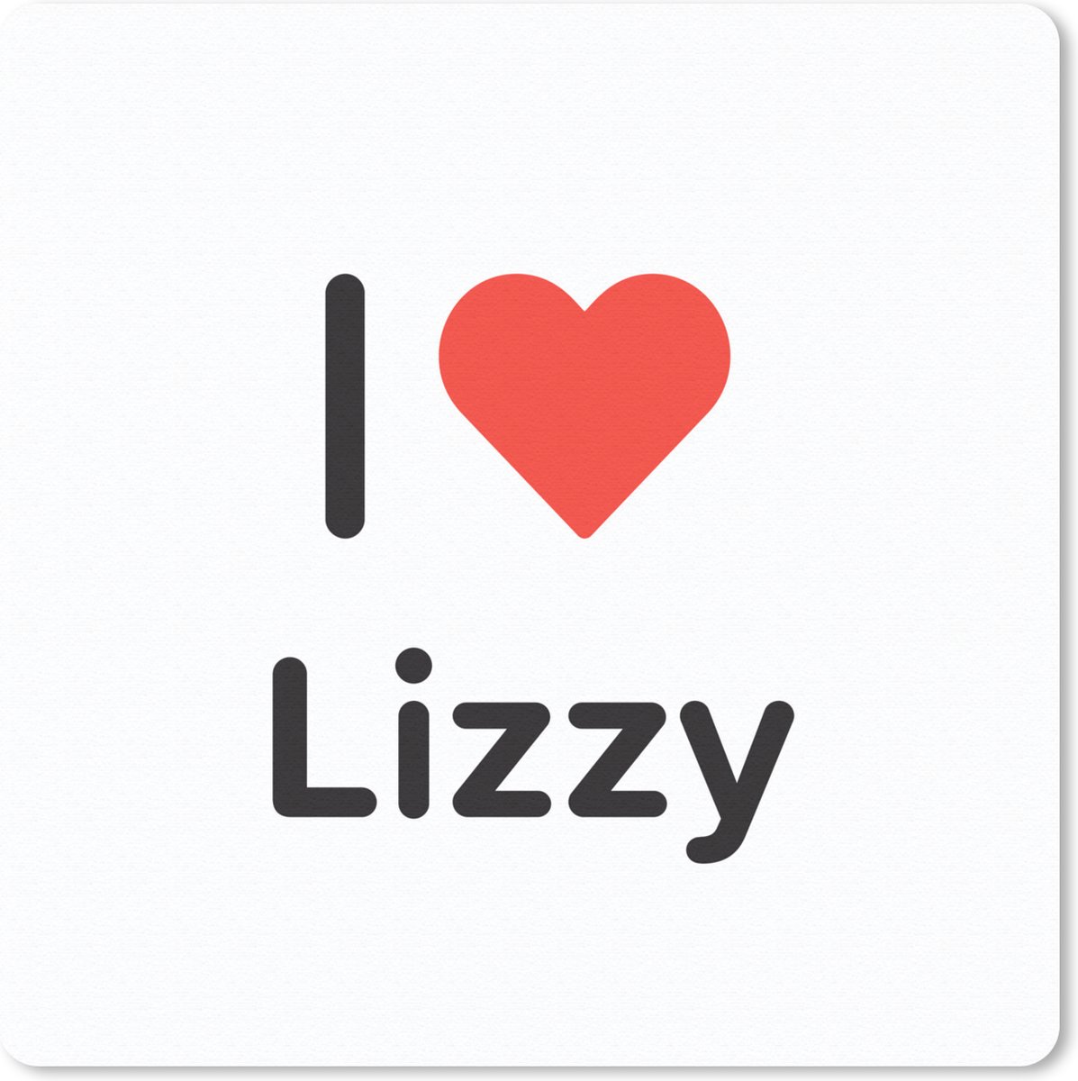 Muismat 20x20 cm - Mousepad I love - Lizzy - Meisje - Muismatten