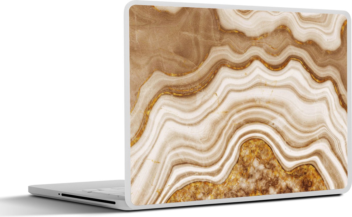 Laptop sticker - 17.3 inch - Glitter - Goud - Agaat - Edelstenen - 40x30cm - Laptopstickers - Laptop skin - Cover
