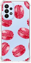 Telefoonhoesje met tekst Geschikt voor Samsung Galaxy A23 Telefoon Hoesje met doorzichtige rand Pink Macarons