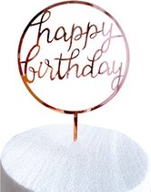 Happy Birthday TaartTopper Rose Goud TaartDecoratie Cake Topper Taart Topper Decoratie Verjaardag Versiering – 1 Stuk