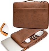 Bol.com Lopoleis® Leren Laptoptas 14 inch – Bruin – Luxe Laptophoes – Laptop sleeve – Geschikt voor Macbook Air & Pro – PU leer aanbieding