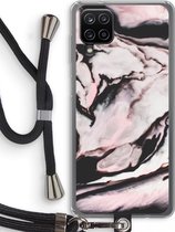 Case Company® - Hoesje met koord geschikt voor Samsung Galaxy A12 hoesje met Koord - Roze stroom - Telefoonhoesje met Zwart Koord - Bescherming aan alle Kanten en Over de Schermrand