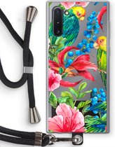 Case Company® - Coque Samsung Galaxy Note 10 avec cordon - Perroquets - Protection de téléphone avec cordon Zwart - Protection sur tous les côtés et sur les bords de l'écran