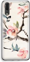 Case Company® - Hoesje geschikt voor Huawei P20 hoesje - Japanse bloemen - Soft Cover Telefoonhoesje - Bescherming aan alle Kanten en Schermrand