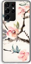 Case Company® - Hoesje geschikt voor Samsung Galaxy S21 Ultra hoesje - Japanse bloemen - Soft Cover Telefoonhoesje - Bescherming aan alle Kanten en Schermrand